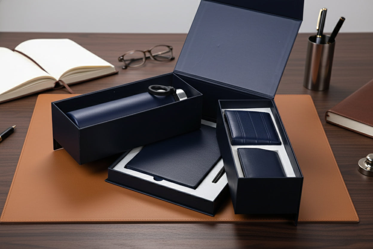 Corporate Leather Accessories Gift Set - Navy