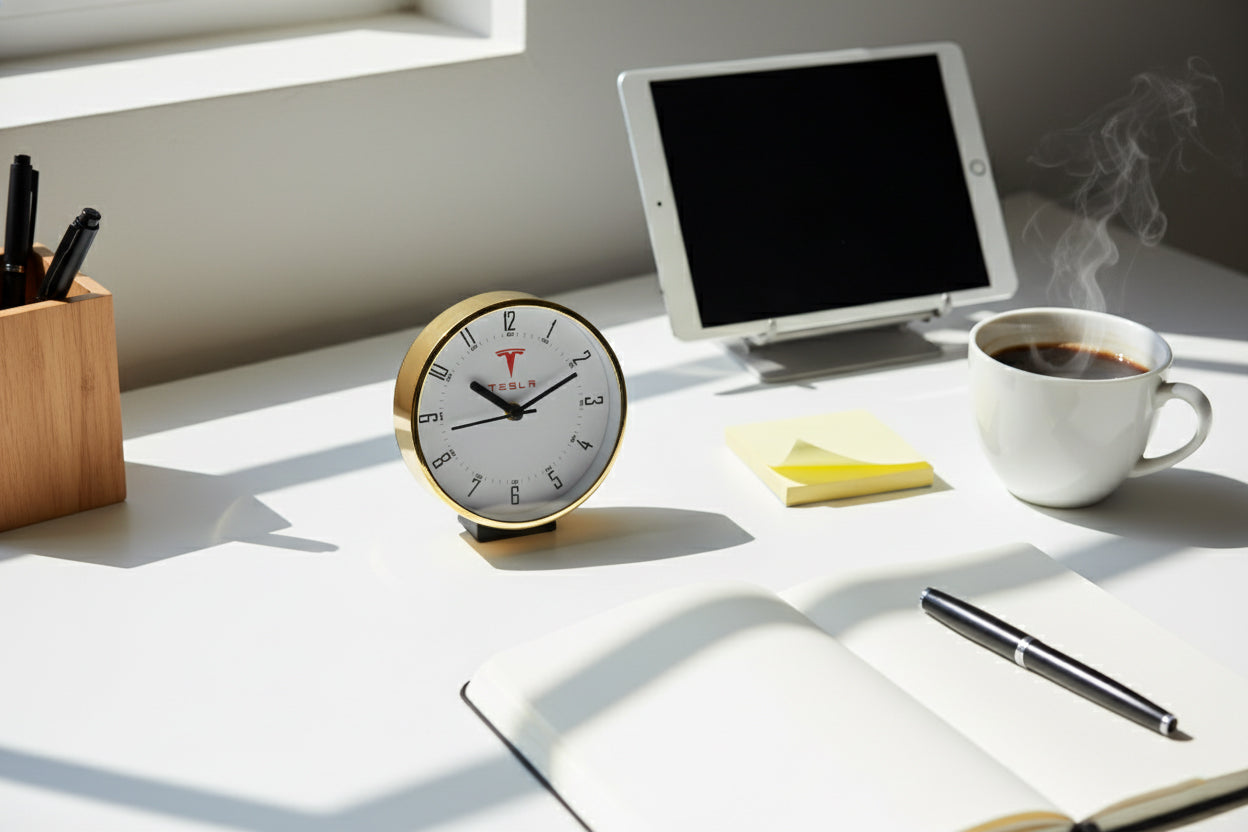 Executive Round Desk Clock - Gold