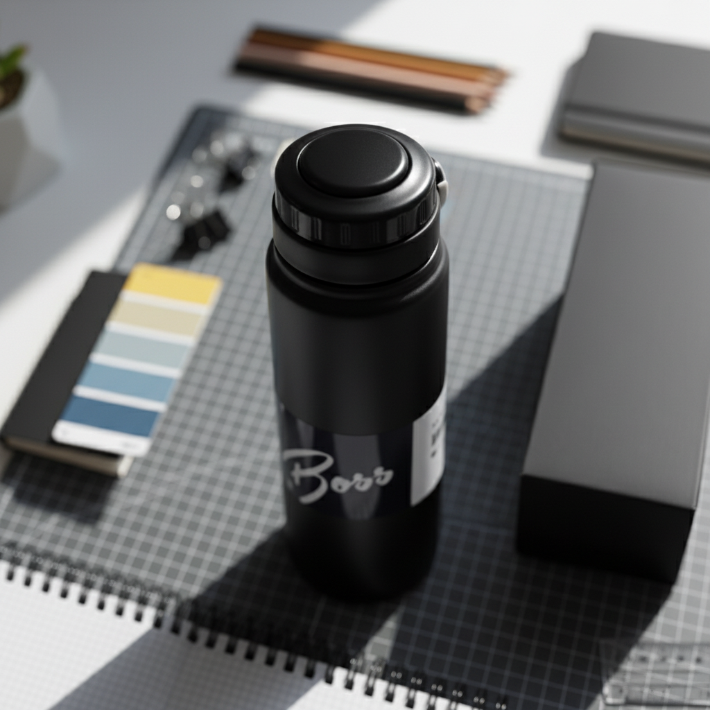 Close-up of matte black finish