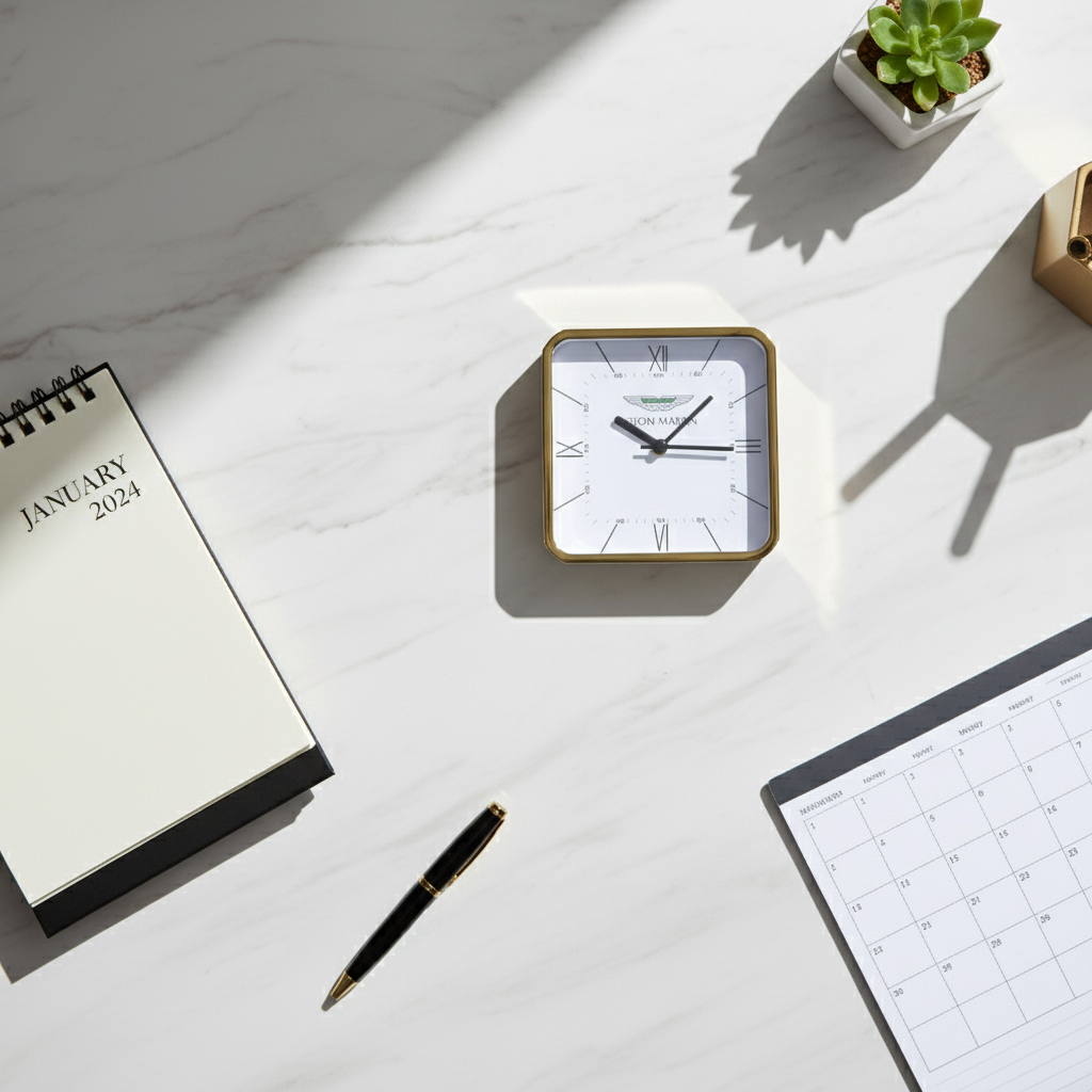 Desk calendar and clock