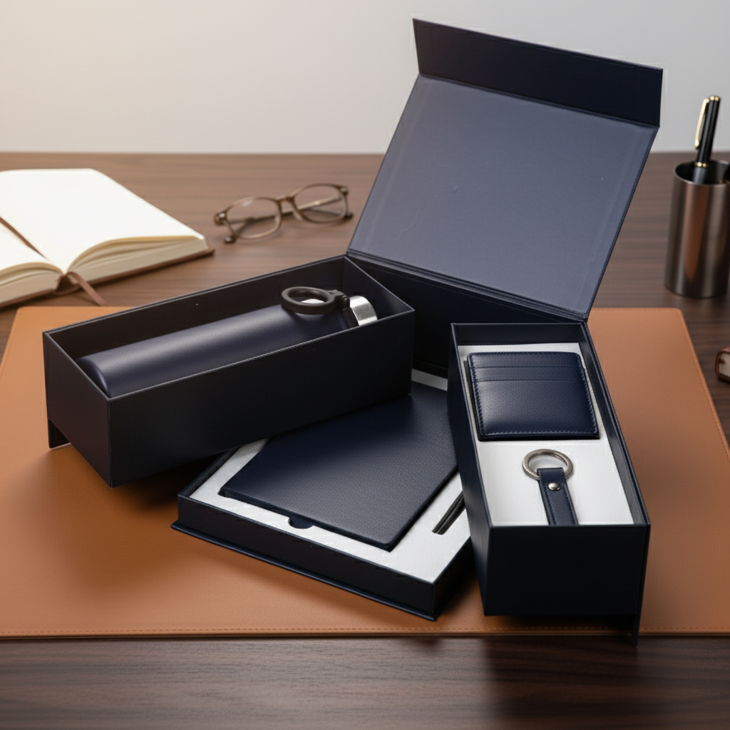 Front angled view of gift set